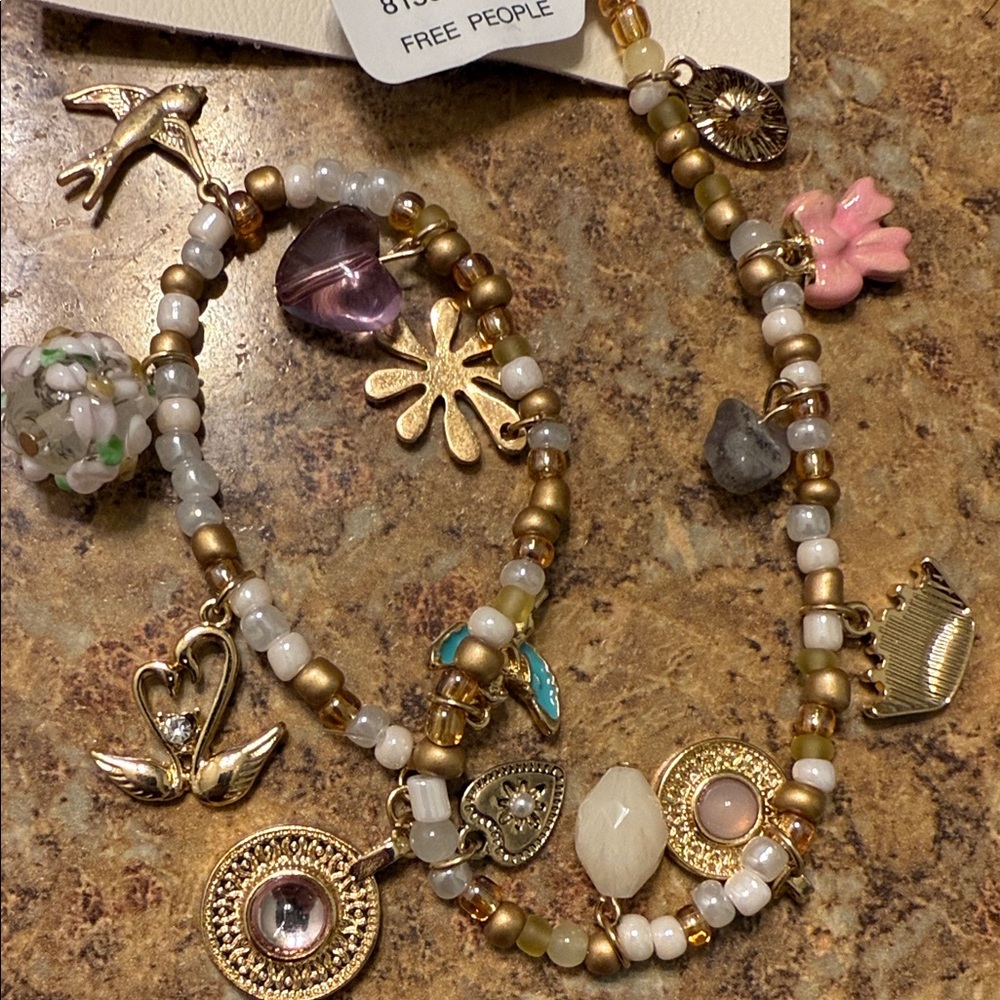 Free People Gold and Pink Beaded Charm Braid In Hair charm - Picture 2 of 4